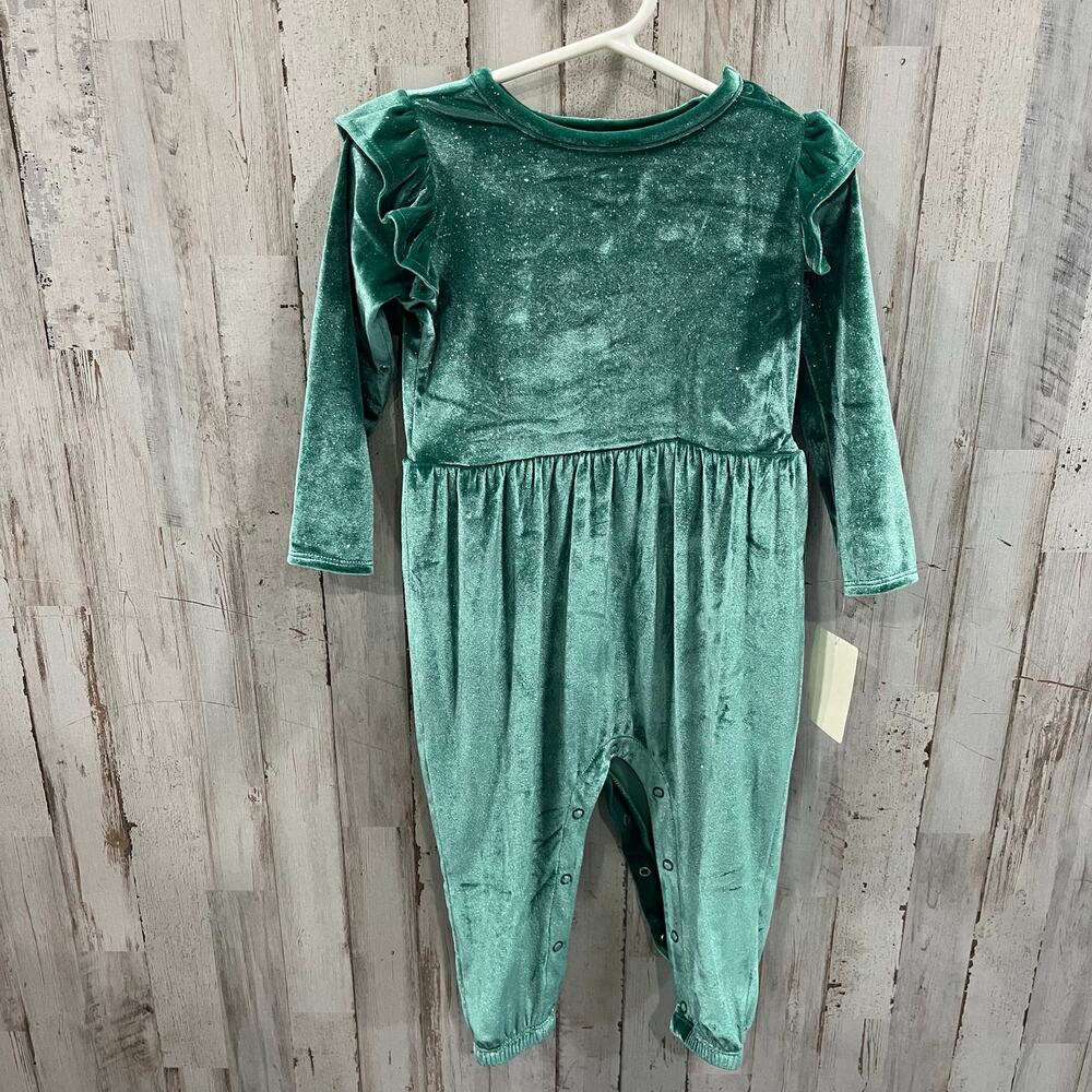 New! Tucker + Tate Evergreen Glitter Romper Velvet Velour 18 Months Girls